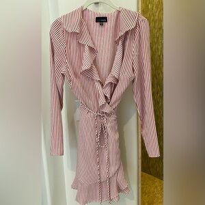 Super Cute Red/White striped wrap dress, size Medium
